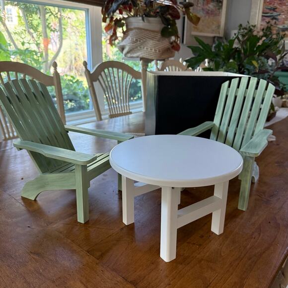 American Girl Doll Pleasant Co 2000 Cabana Green Adirondack Beach Chair set 3 pc - Picture 1 of 4